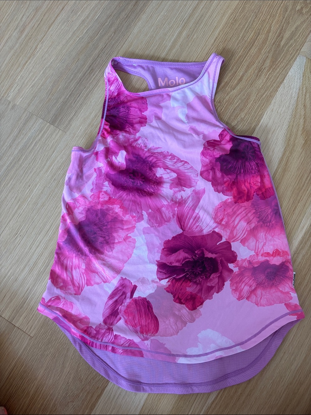 Molo Girl’s “Pink Poppies” Floral Racerback Sports Top